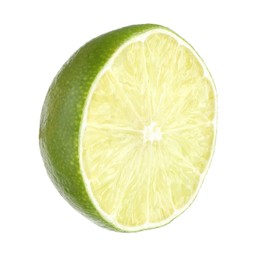 Photo of Half of fresh green ripe lime isolated on white