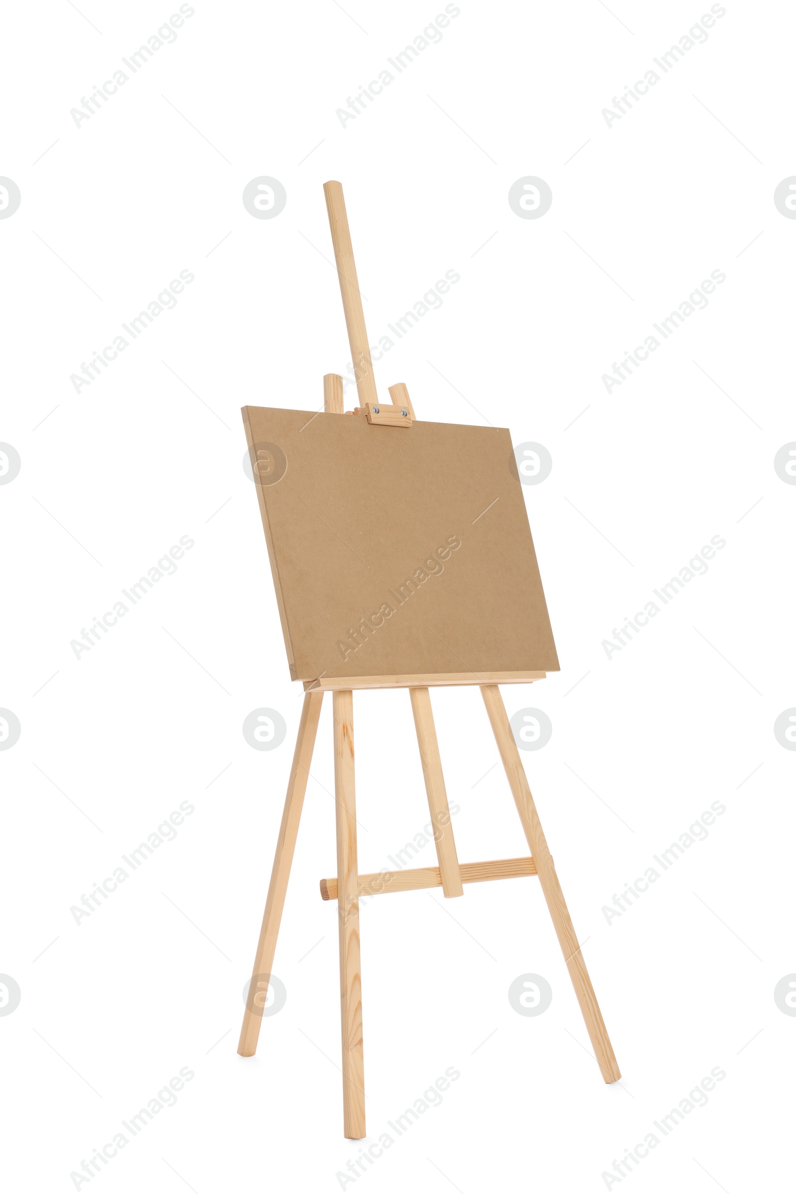 Photo of Wooden easel with board isolated on white. Artist's equipment