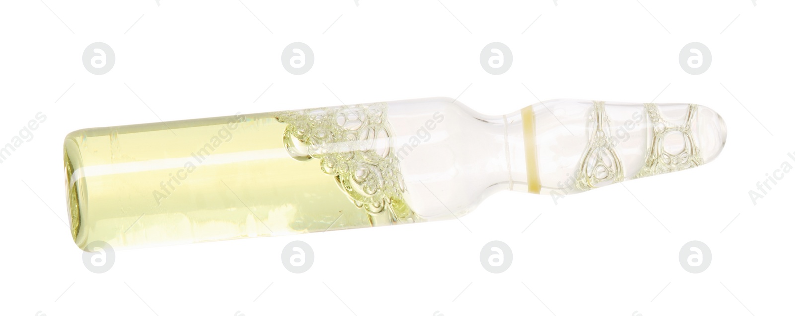 Photo of Glass ampoule with liquid isolated on white