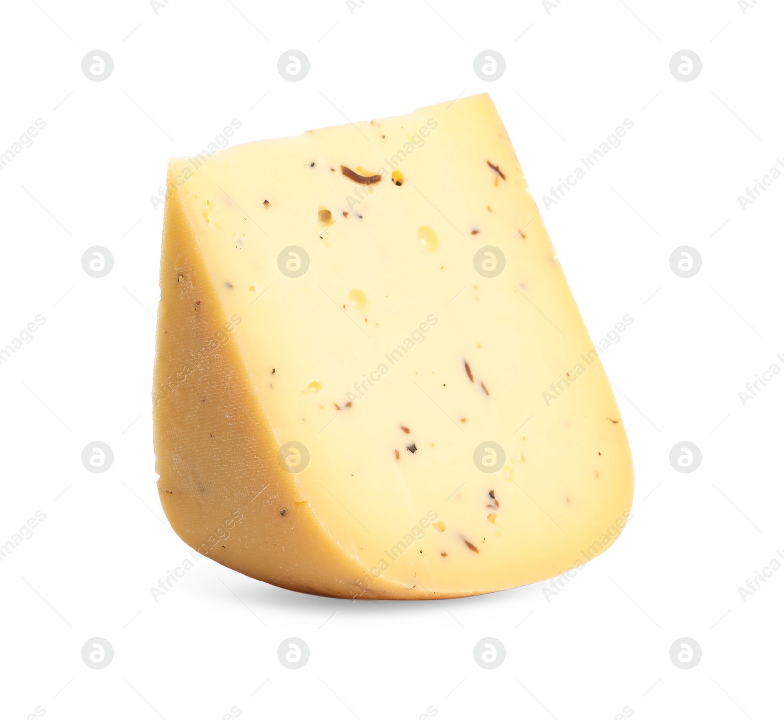 Photo of Piece of delicious truffle cheese isolated on white