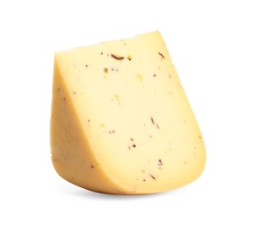 Photo of Piece of delicious truffle cheese isolated on white