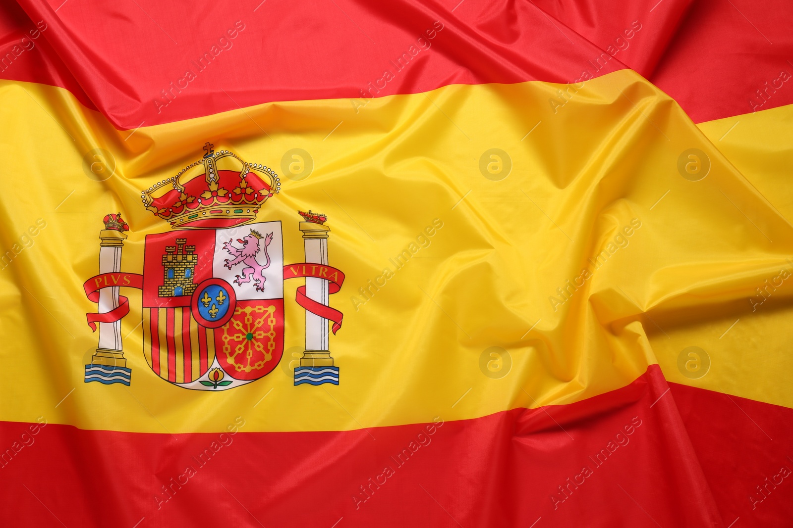 Photo of Flag of Spain as background, top view. National symbol