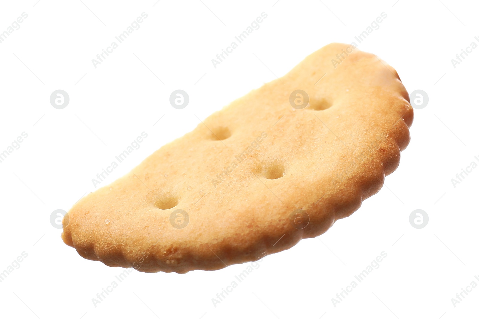 Photo of Piece of tasty cracker isolated on white