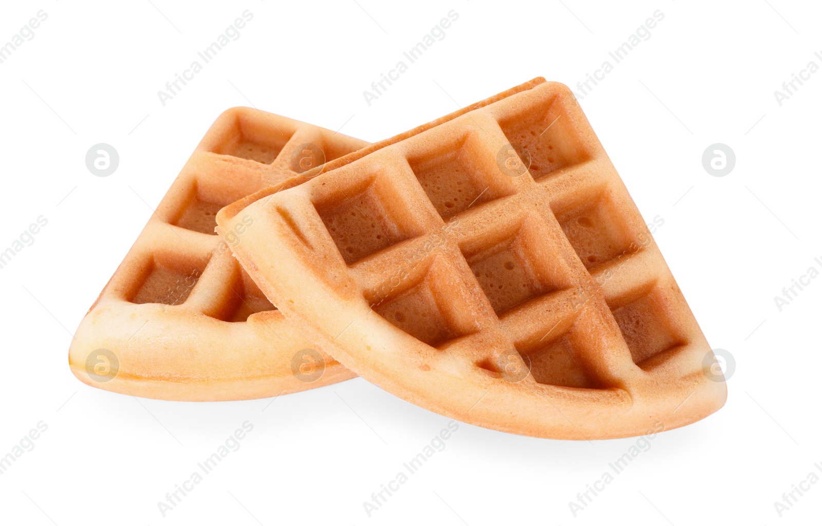 Photo of Two tasty Belgian waffles isolated on white