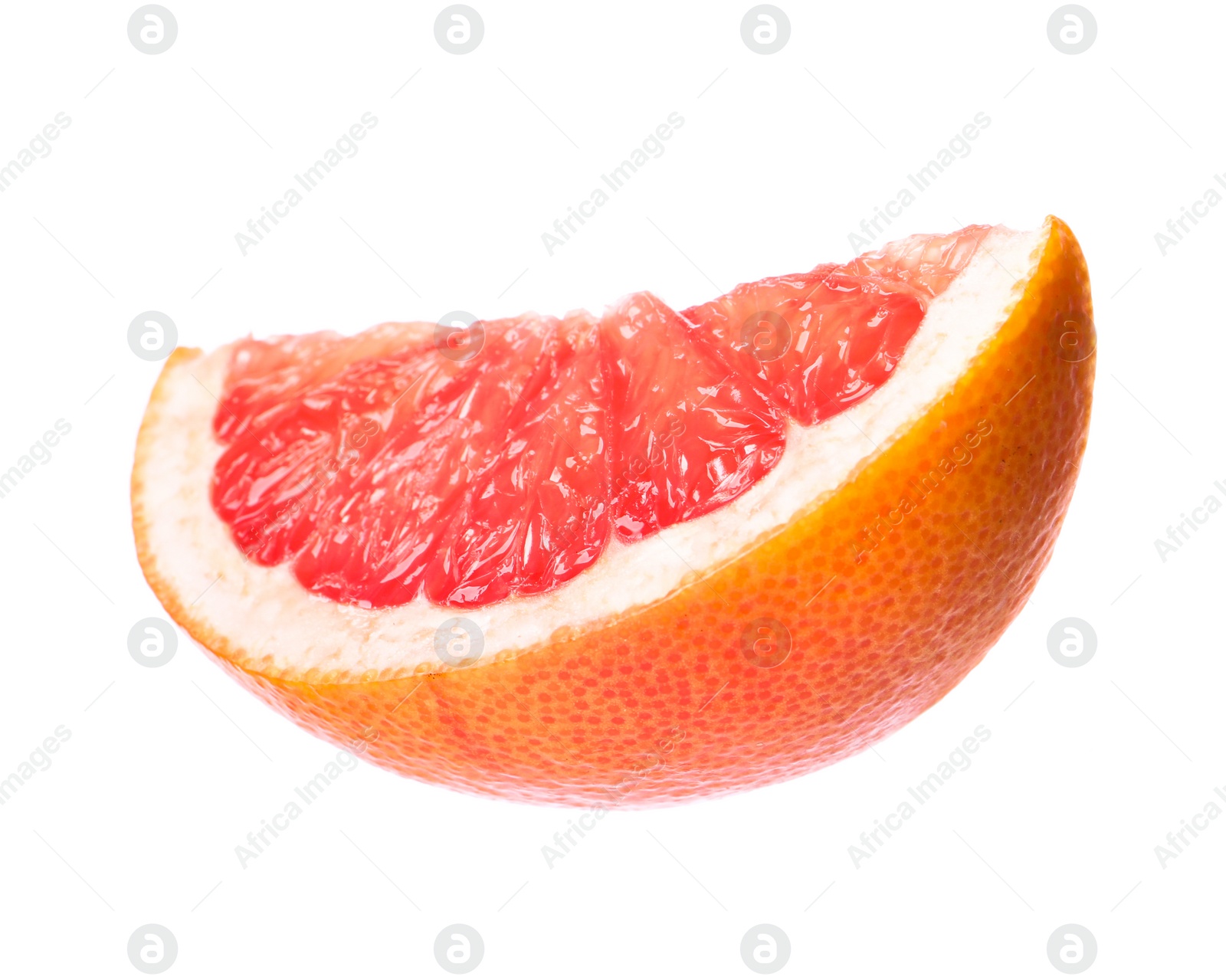 Photo of Citrus fruit. Slice of fresh ripe grapefruit isolated on white