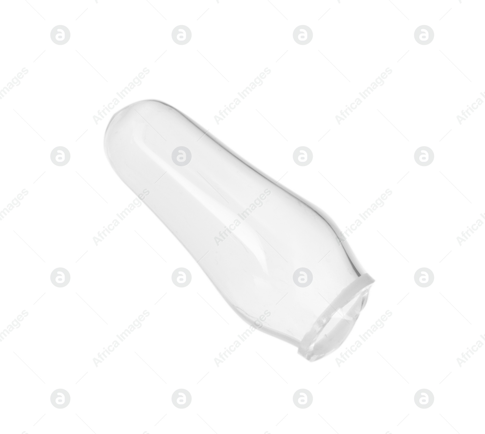 Photo of Conical tip of open glass ampoule isolated on white