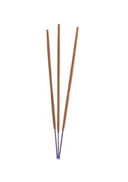 Photo of Many aromatic incense sticks on white background