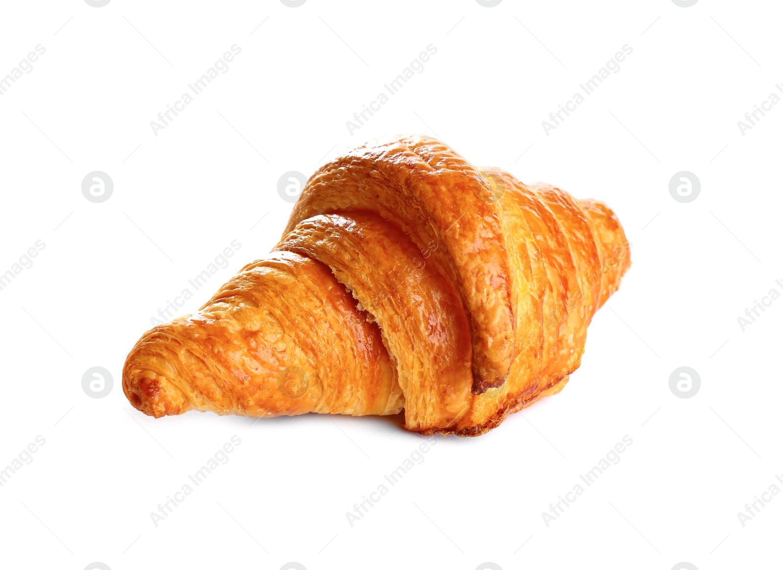 Photo of Fresh tasty croissant on white background. French pastry