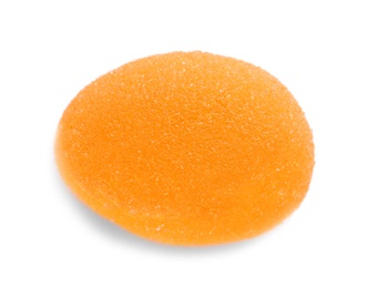 Photo of Bright delicious jelly candy on white background