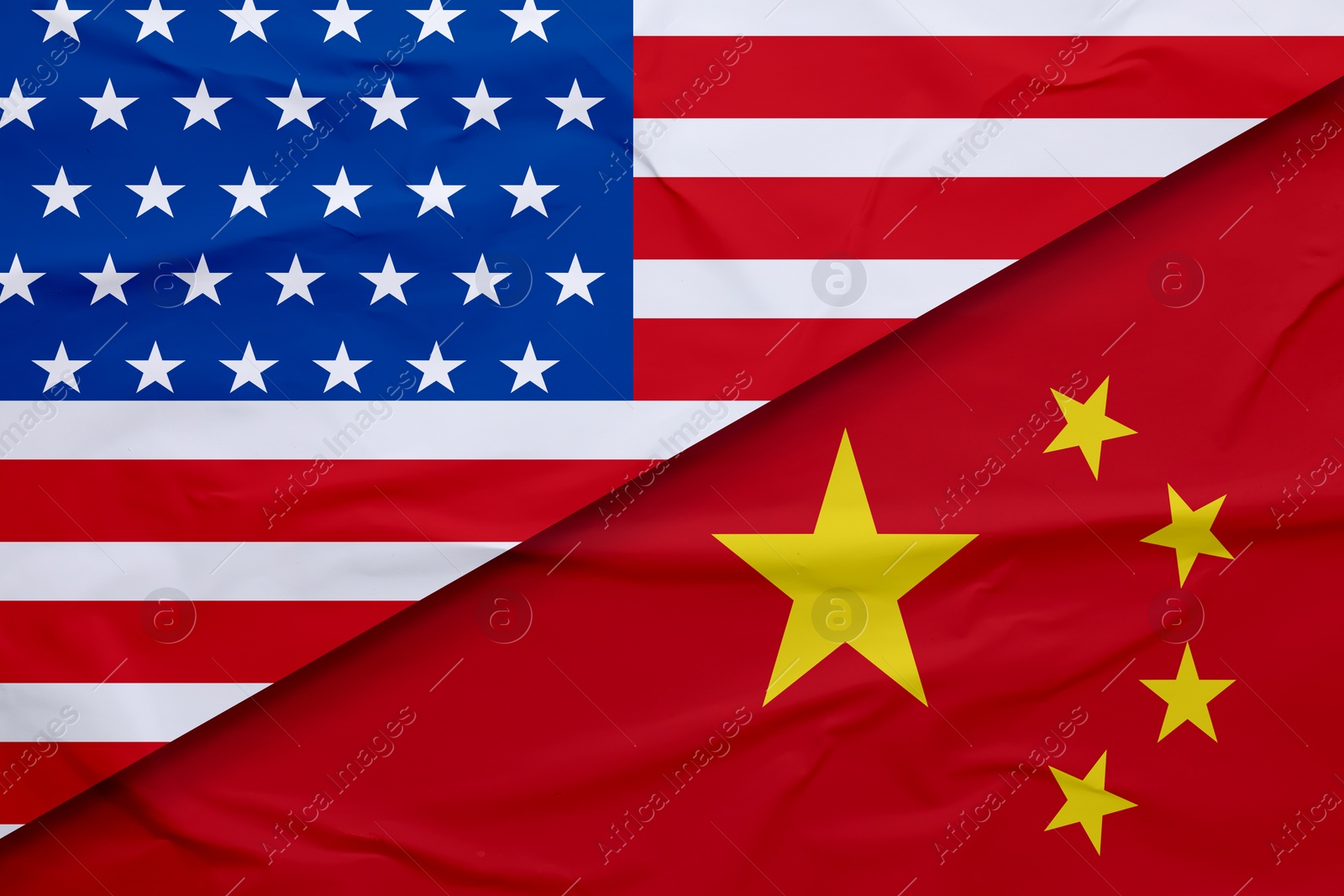 Image of Flags of USA and China. International diplomatic relationships