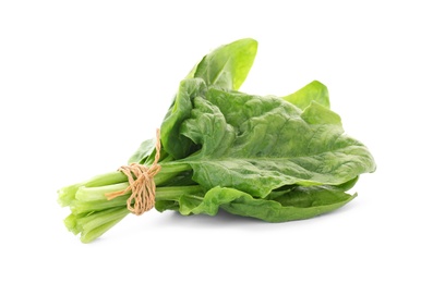 Bundle of fresh spinach isolated on white