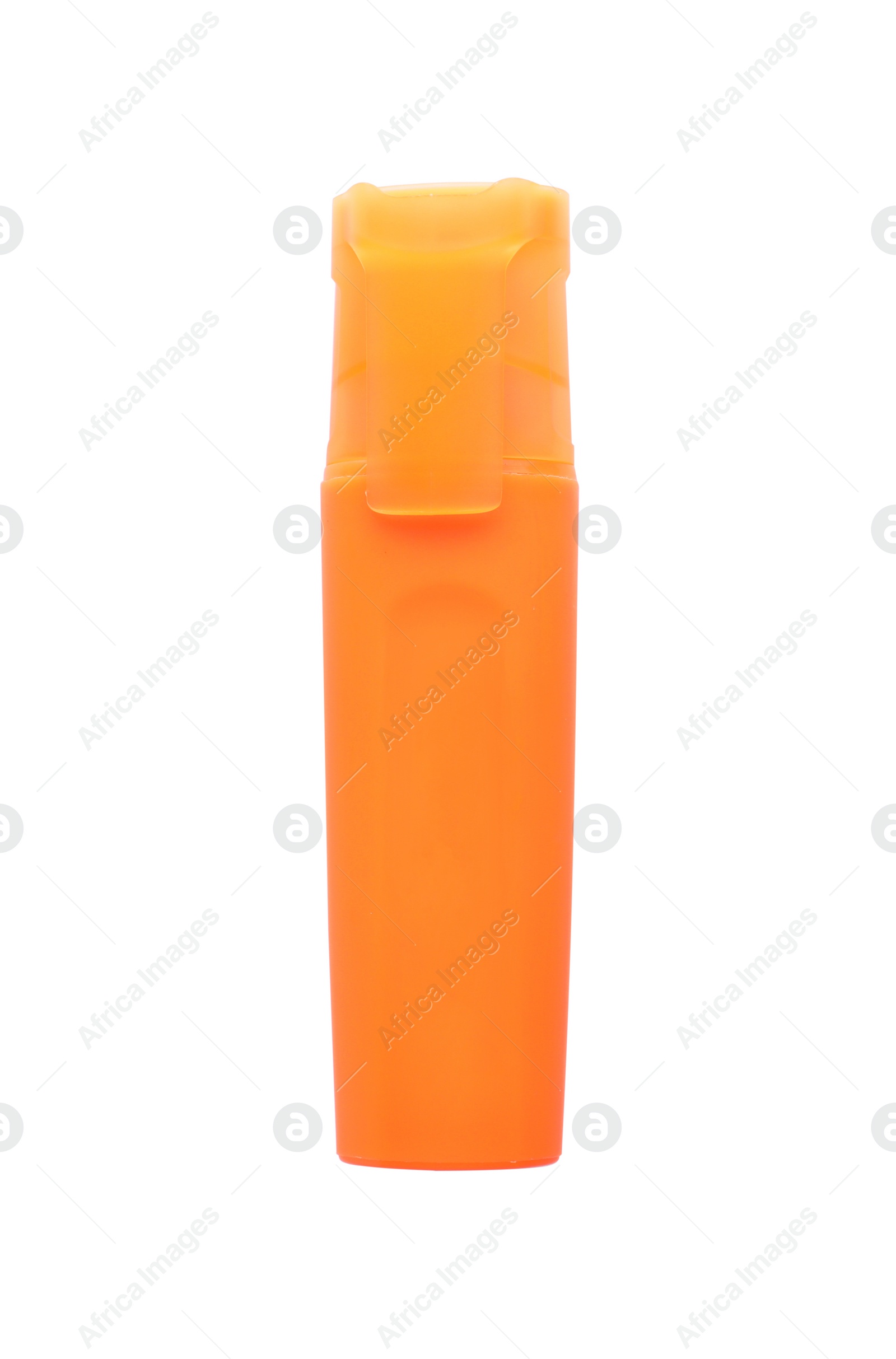 Photo of Bright color highlighter pen isolated on white. School stationery