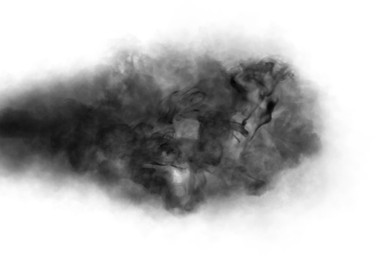 Image of Cloud of black smoke on white background