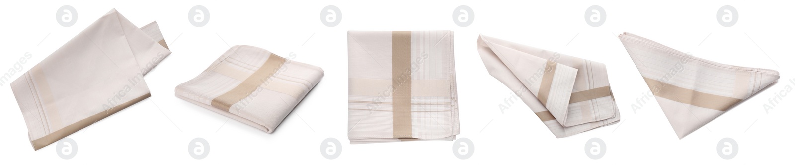 Image of Set with handkerchiefs on white background. Banner design 