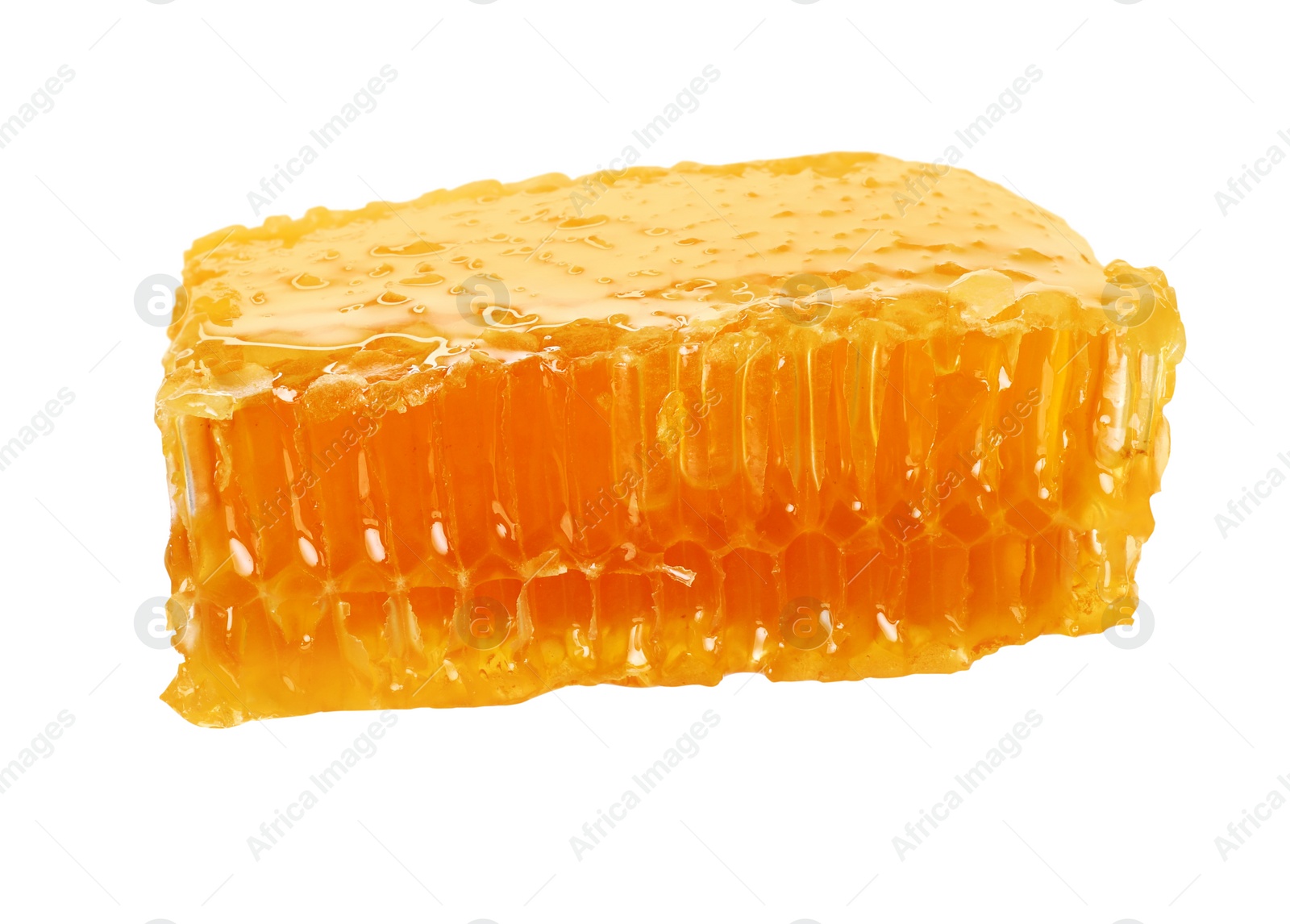 Photo of Natural honeycomb with tasty honey isolated on white