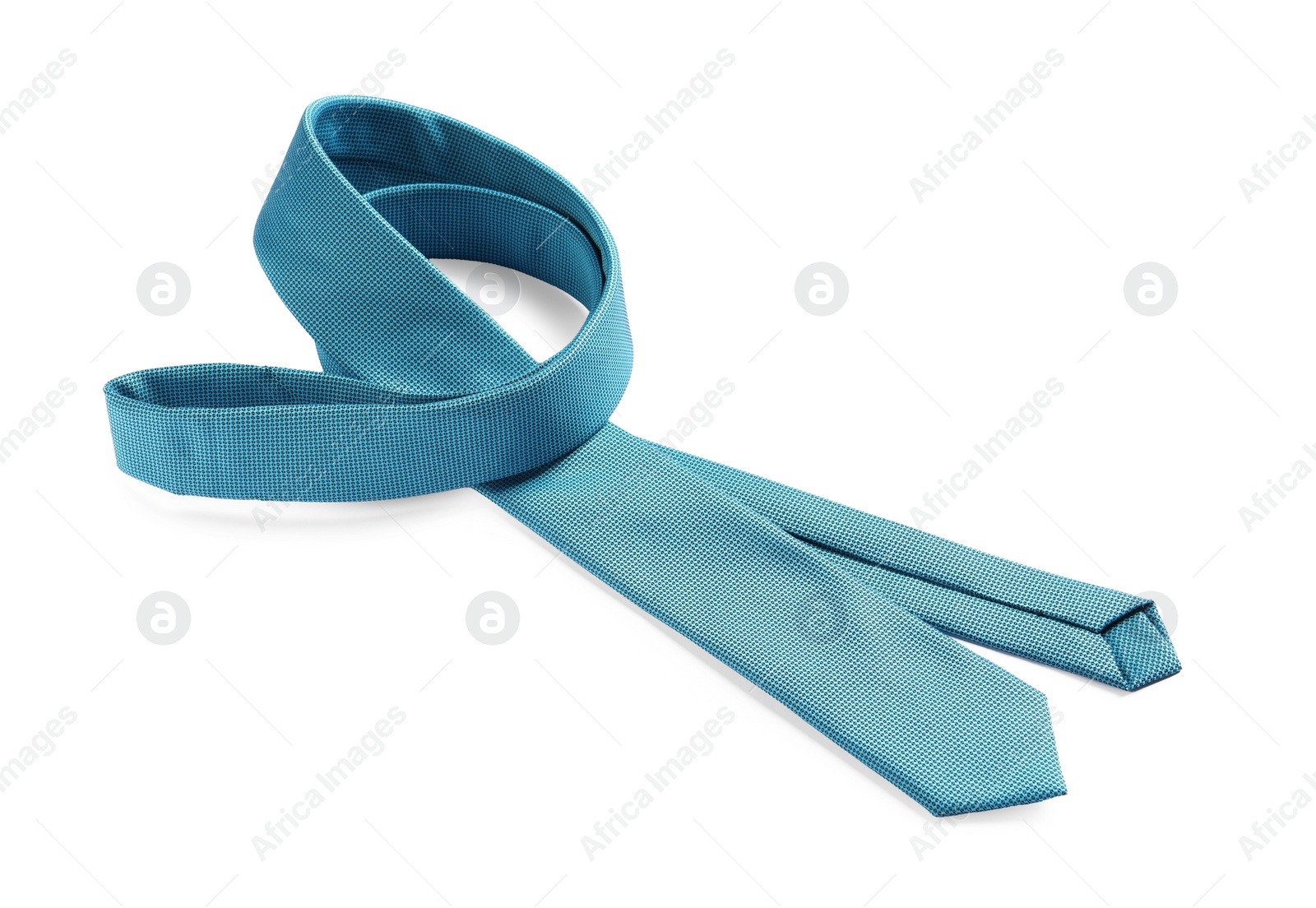 Photo of One light blue necktie isolated on white