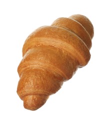 Photo of One delicious fresh croissant isolated on white