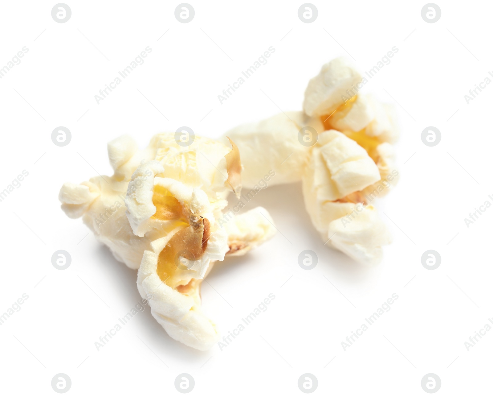 Photo of Delicious fresh popcorn on white background, closeup