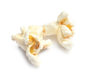 Photo of Delicious fresh popcorn on white background, closeup