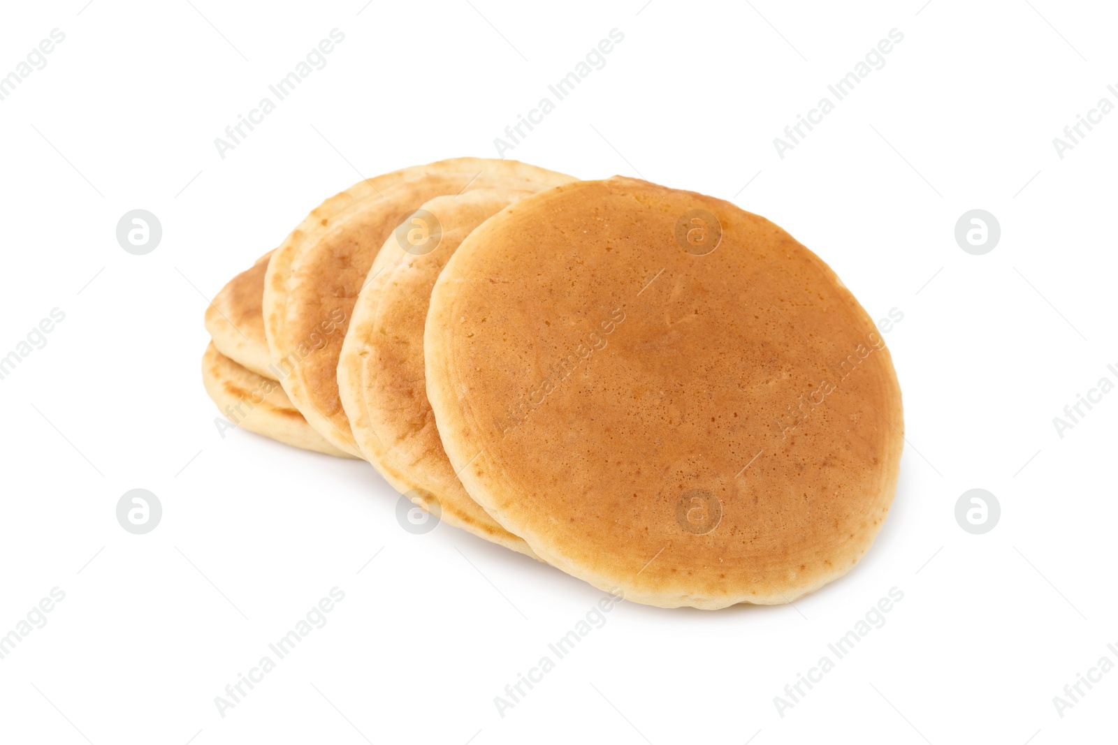 Photo of Fresh pancakes isolated on white. Tasty breakfast