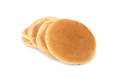 Photo of Fresh pancakes isolated on white. Tasty breakfast