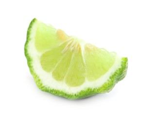 Photo of Slice of fresh ripe bergamot fruit isolated on white