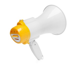 Photo of Electronic megaphone on white background