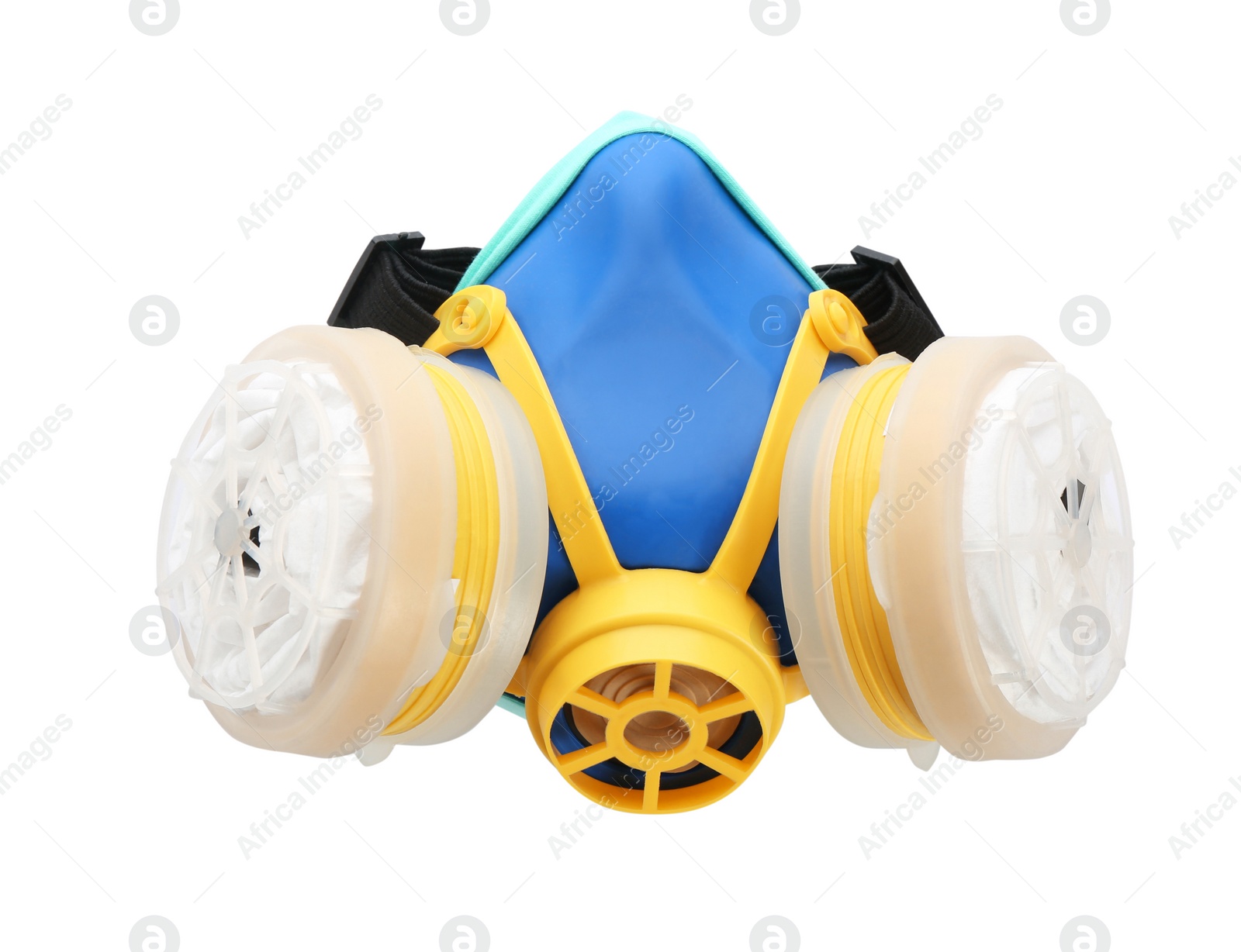 Photo of Respirator mask on white background. Safety equipment