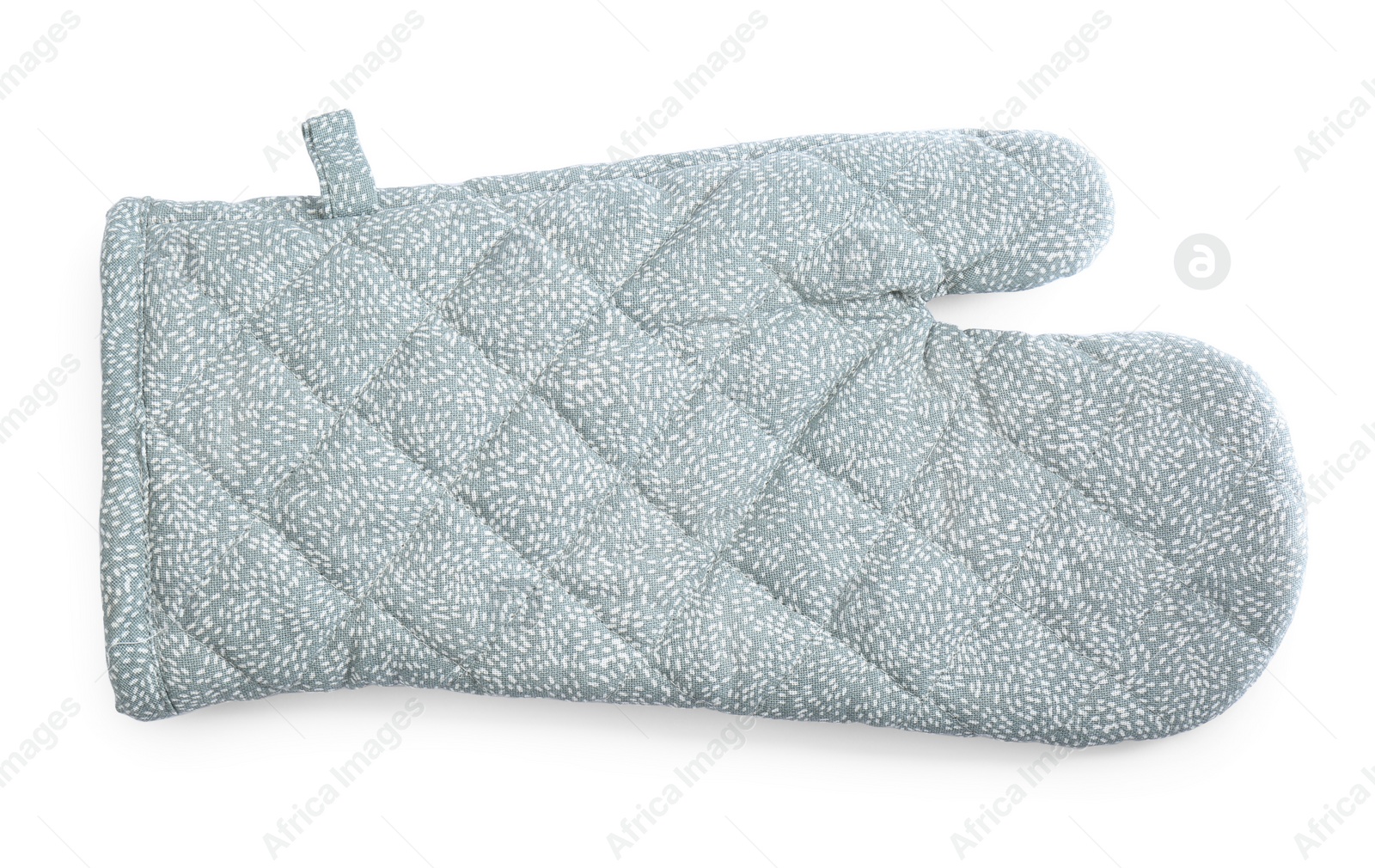 Photo of Oven glove for hot dishes isolated on white, top view