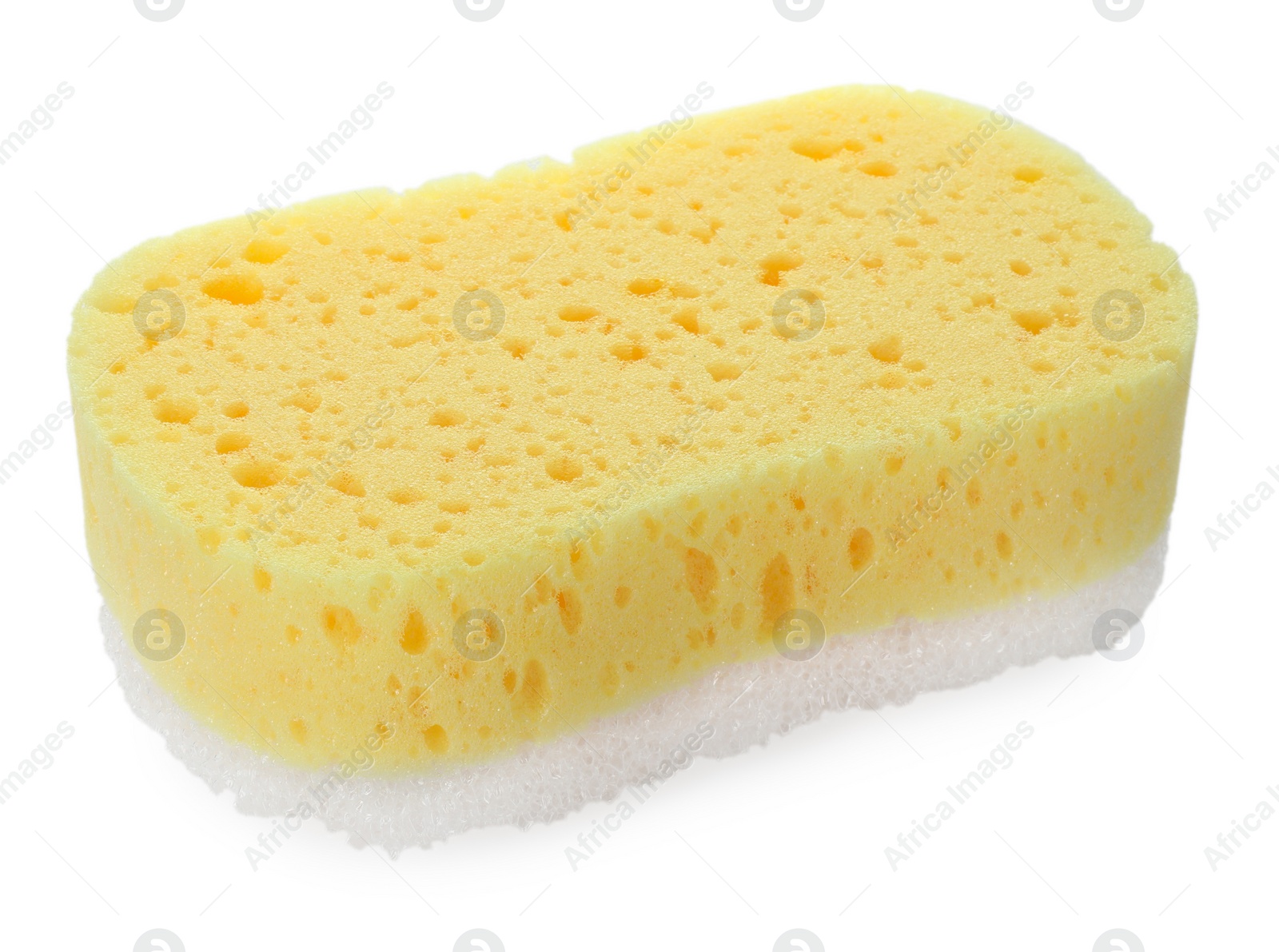 Photo of One new yellow sponge isolated on white
