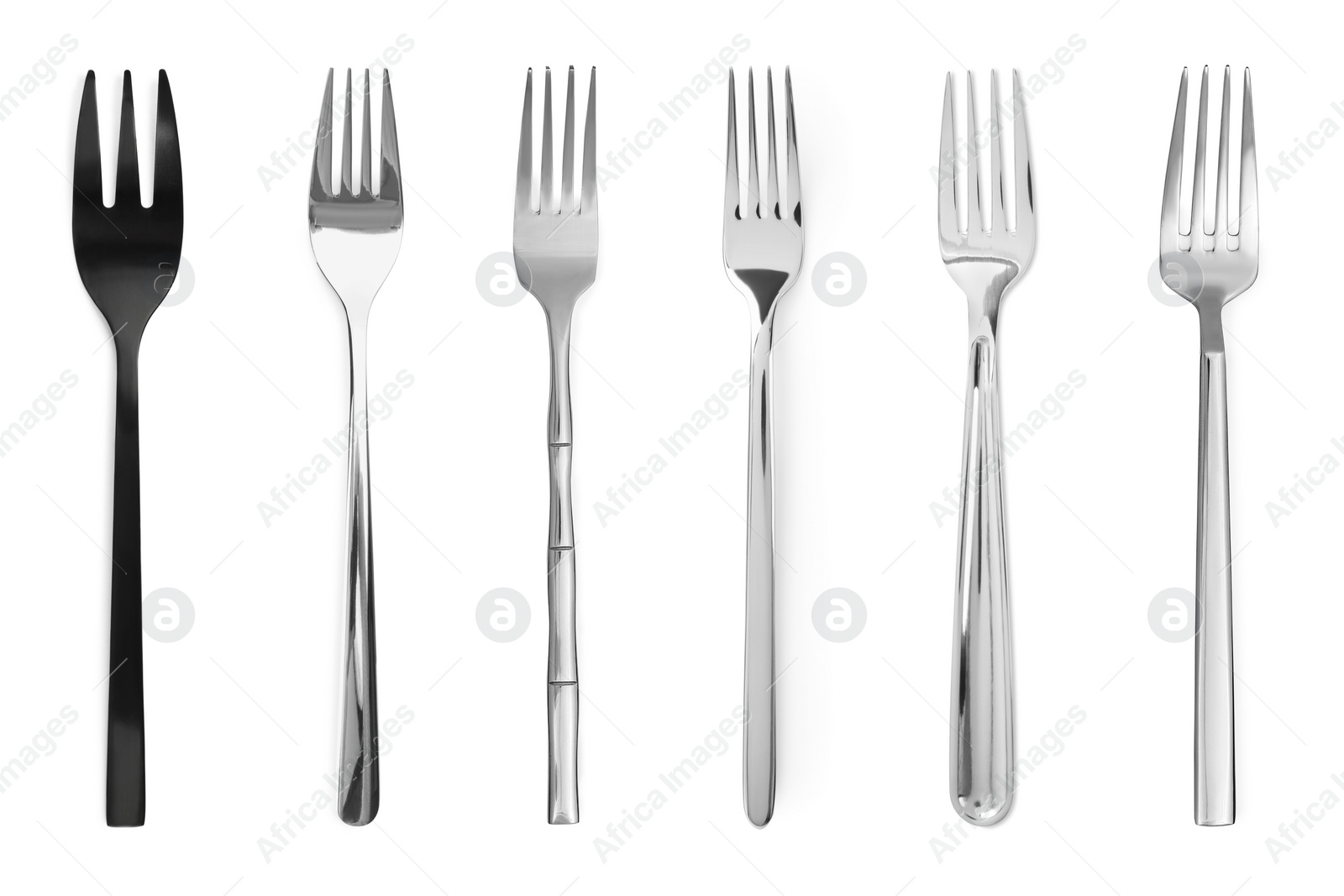 Image of Many different forks isolated on white, set