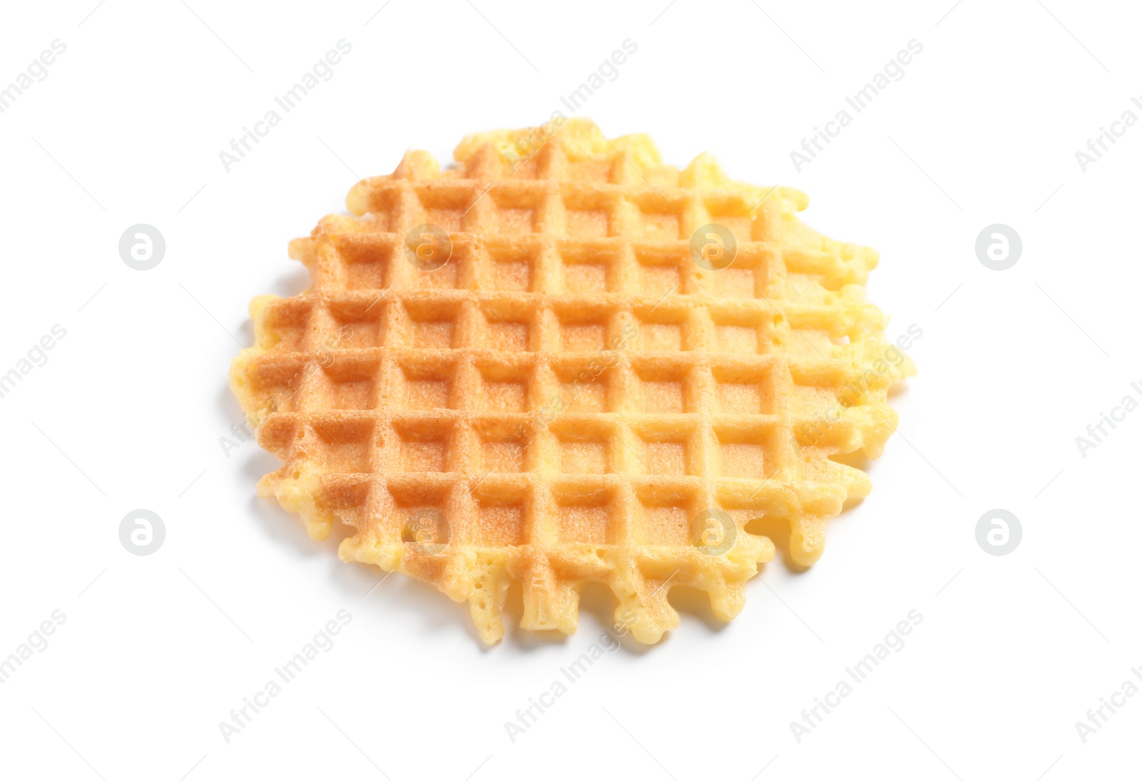 Photo of Delicious waffle for breakfast on white background