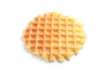 Photo of Delicious waffle for breakfast on white background