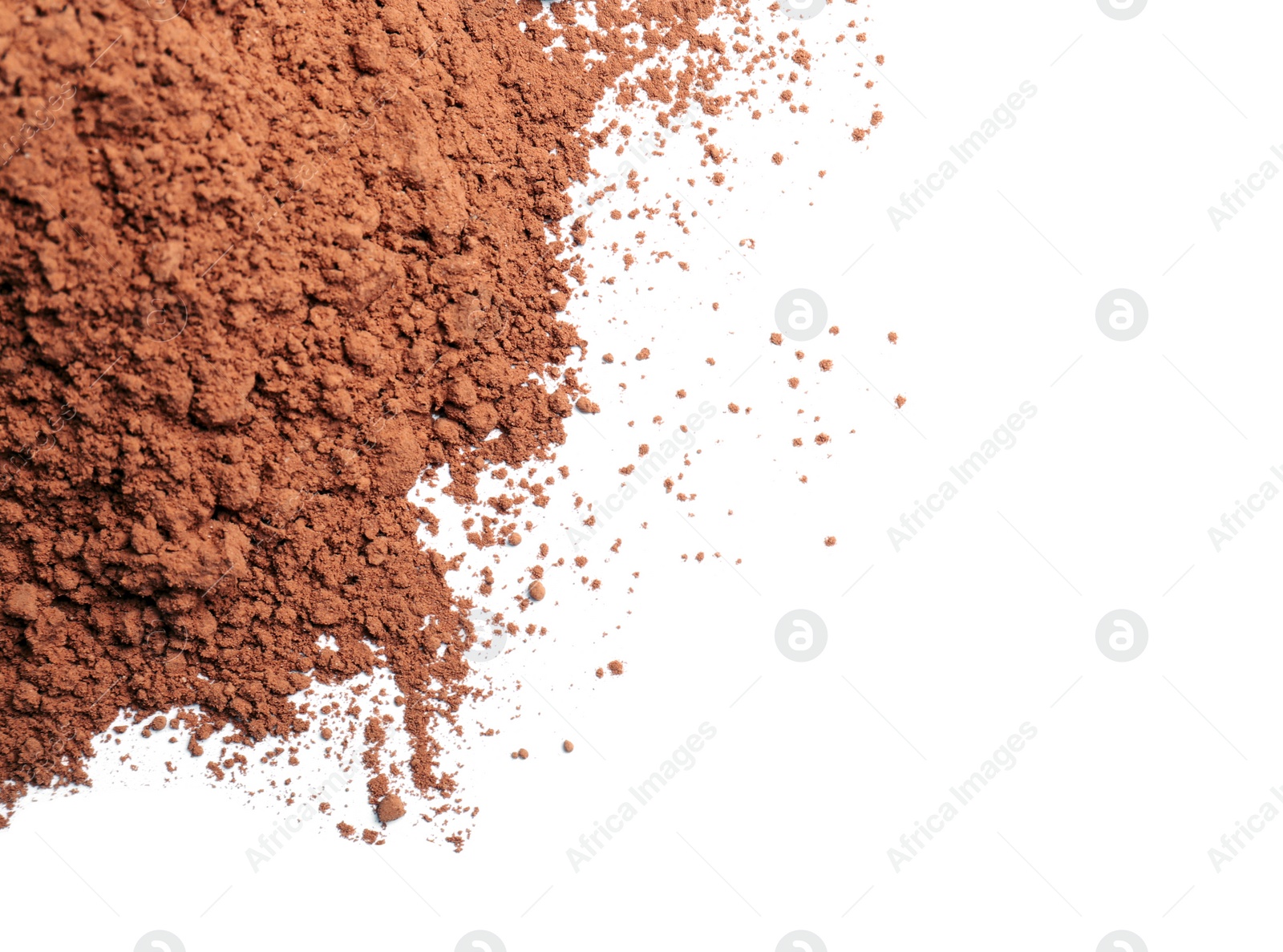 Photo of Cocoa powder on white background