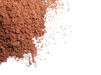 Photo of Cocoa powder on white background