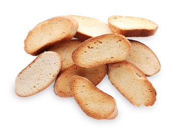 Hard chuck crackers on white background, top view