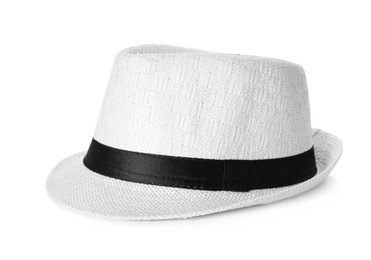 Photo of Summer hat on white background. Beach object