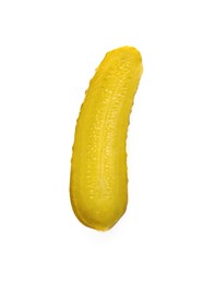 Half of tasty pickled cucumber on white background, top view