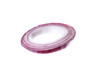 Cut red onion isolated on white. Ingredient for sandwich