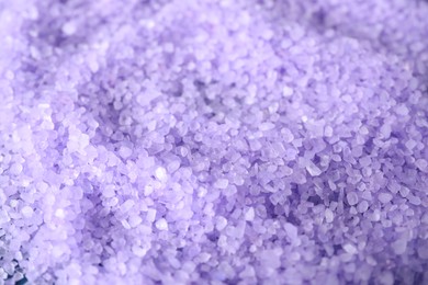 Lilac sea salt as background, closeup view