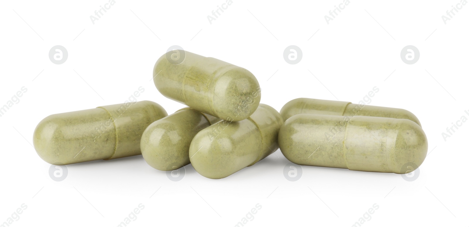 Photo of Vitamin capsules isolated on white. Health supplement