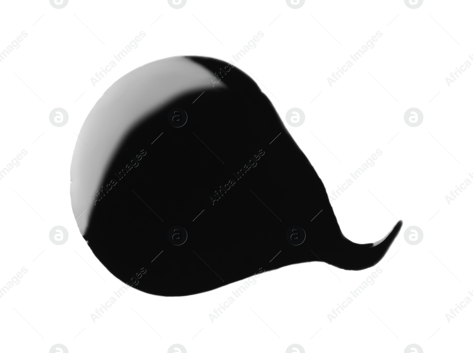 Photo of Black glossy oil blob isolated on white, top view