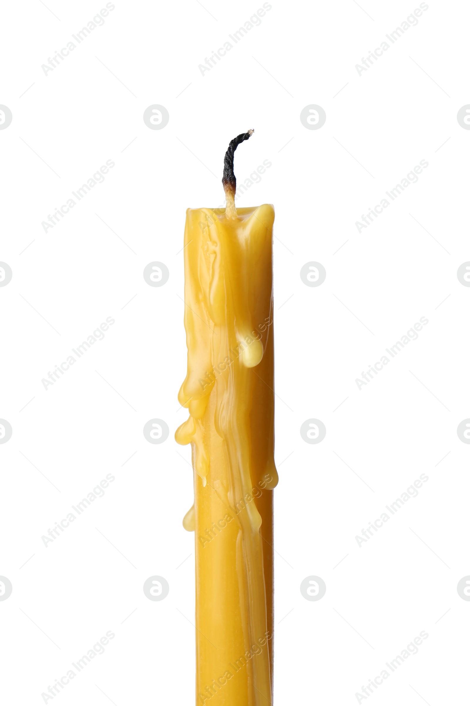 Photo of One church wax candle isolated on white