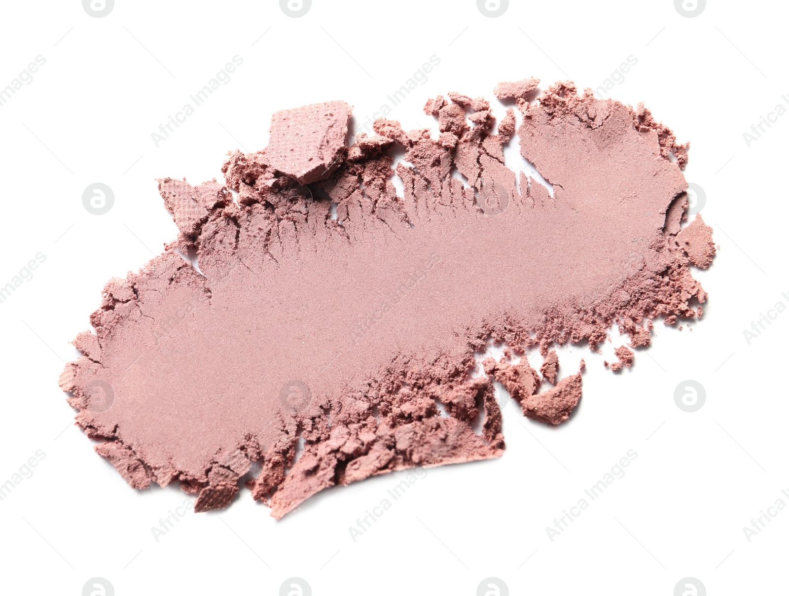 Photo of Crushed eye shadow on white background, top view. Professional makeup product