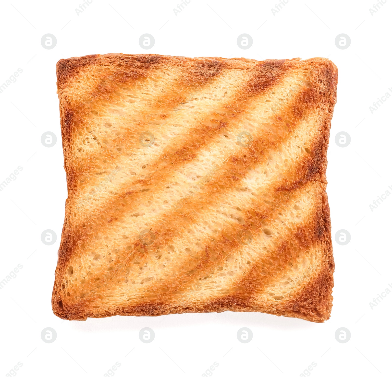 Photo of Slice of delicious toasted bread isolated on white