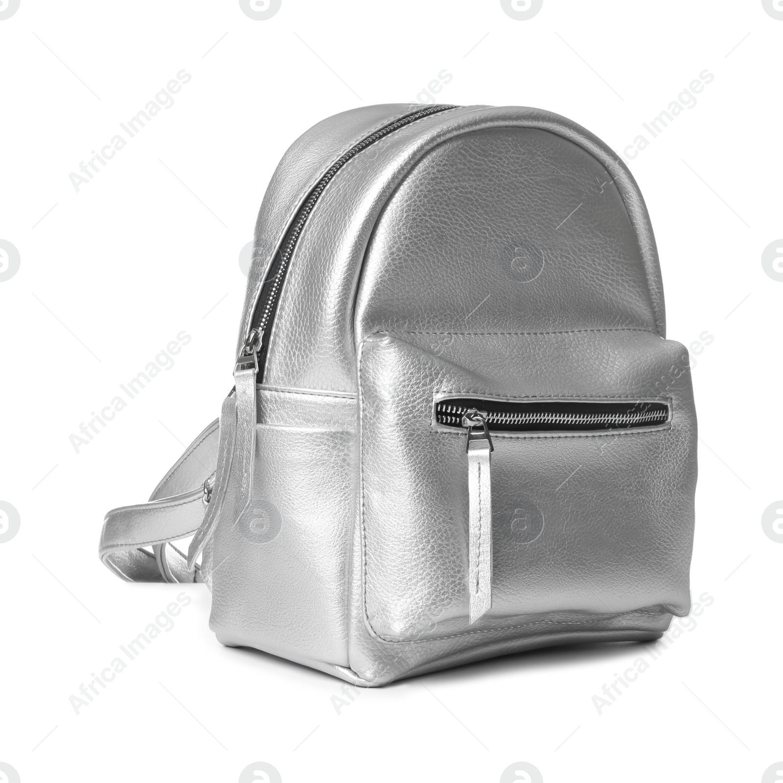 Photo of New stylish modern backpack on white background