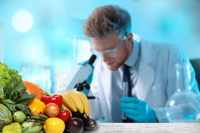 Quality control specialist inspecting food in laboratory