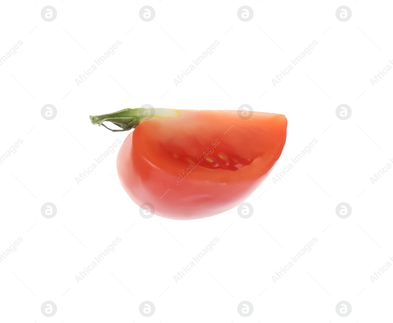 Photo of Slice of fresh tomato isolated on white