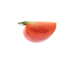 Slice of fresh tomato isolated on white