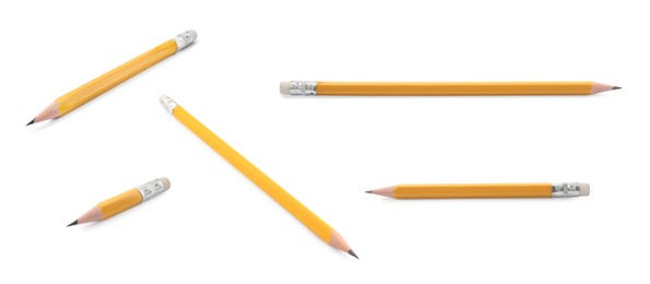 Image of Sharp graphite pencils isolated on white, set